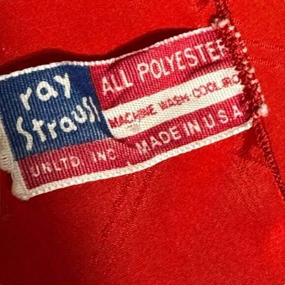 Vintage 70s Ray Strauss Scarf 21" Square Red Floral USA Polyester - Picture 4 of 5